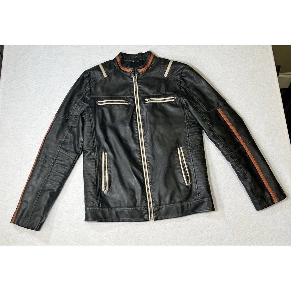 Buckle X-Ray Jeans Grey Distressed Faux Leather Zipper Jacket Excellent Shape M